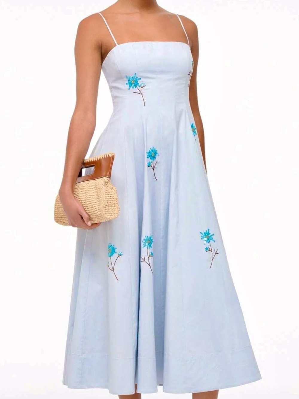 NWT Staud Wylie Embroidered Midi Dress Dandelion Sky 🌟Rare Find🌟 - Picture 5 of 16